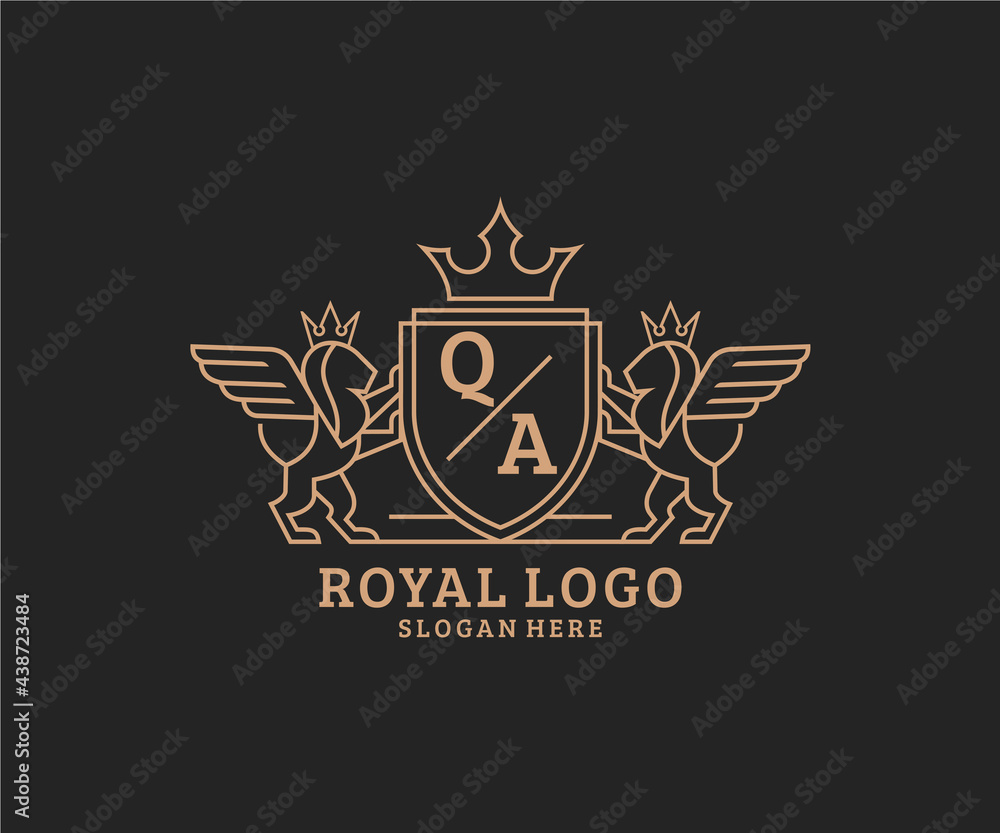 Initial QA Letter Lion Royal Luxury Heraldic,Crest Logo template in ...