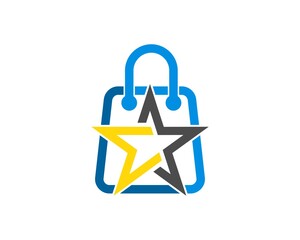 Wall Mural - simple shopping paper bag with abstract star inside