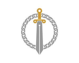 Poster - Sword with circle chain behind