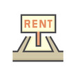 Land for rent vector icon. Real estate or property consist of vacant land lot with square shape and access road for housing subdivision, development, owned, sale, buy or investment. 64x64 pixel.
