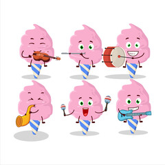 Sticker - Cartoon character of cotton candy strawberry playing some musical instruments