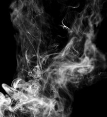 Smoke isolated on black background.