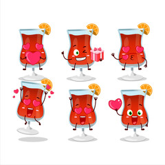 Poster - Cosmopolitan cocktail cartoon character with love cute emoticon