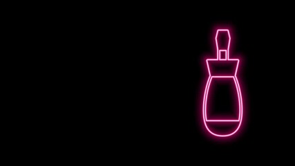 Poster - Glowing neon line Screwdriver icon isolated on black background. Service tool symbol. 4K Video motion graphic animation