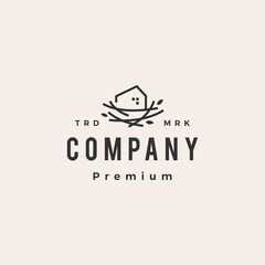 nest house hipster vintage logo vector icon illustration