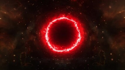 Wall Mural - abstract 4k 3d cgi glow red black hole with nebula gas cloud in space. seamless loop mysterious red 