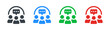 Group of people speaking together vector icon. Close friends circle concept. Community symbol with speech bubble icon. Vector illustration.