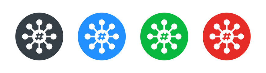 Poster - Social network icons set in different color design. Vector illustration of social media connections. Online community symbol.