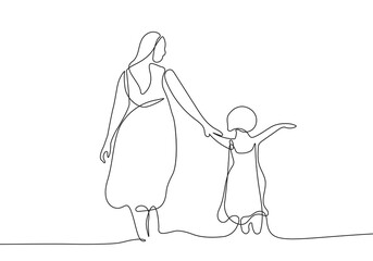 happy family continuous line art drawing. mother and baby abstract line drawing minimalist illustrat
