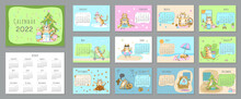 2022 Calendar. Cover, Set Of 12 Months Pages And 2023 Simple Calendar. Funny Cartoon Ginger Tabby Cat Character In Different Poses. Week Starts On Monday. Vector Illustration, Horizontal A4 Format.