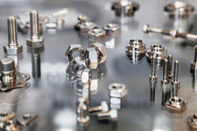 Various Metal Fasteners, Nuts And Bolts For Construction Work And Repair