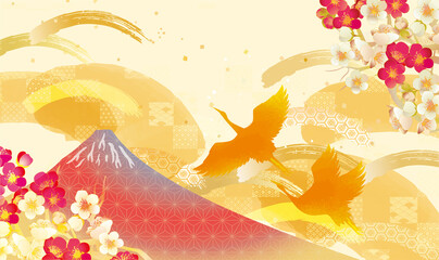 Plakat fuji słońce japonia kwiat