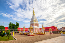 Beautiful White Pagoda At Wat Phrathat Renu Nakhon, Nakhon Phanom