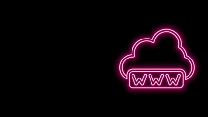 Glowing neon line Software, web development, programming concept icon isolated on black background. Programming language and program code on screen laptop. 4K Video motion graphic animation