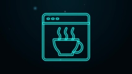 Glowing neon line Software, web developer programming code icon isolated on black background. Javascript computer script random parts of program code. 4K Video motion graphic animation