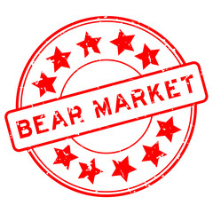 Canvas Print - Grunge red bear market word with star icon round rubber seal stamp on white background