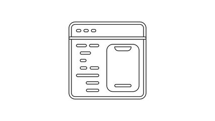 Black line Software, web developer programming code icon isolated on white background. Javascript computer script random parts of program code. 4K Video motion graphic animation
