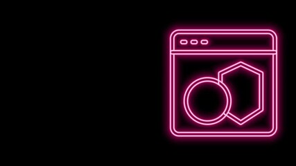 Glowing neon line Software, web developer programming code icon isolated on black background. Javascript computer script random parts of program code. 4K Video motion graphic animation