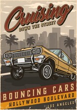 American Custom Car Vintage Colorful Poster