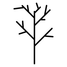 A Leafless Tree, A Dried Plant, A Dead Tree. The Problem Of Ecology. Icon, Vector, Isolated, Outline, 48x48 Pixel.