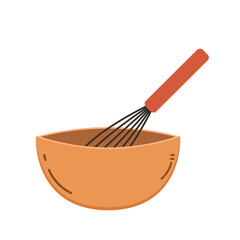 Beater whisk vector. Sticky flour. Flour stretch. Flour in bowl. Bakery logo design.