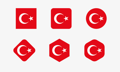 Wall Mural - Turkey Flag set, Türk bayrağı, National flag of Turkey, Turkish flag in standard proportion color mode RGB. vector illustration