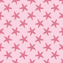 Pink Polka Dot Starfish Seamless Pattern Background