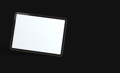 Photo Black tablet computer with blank 3d black background