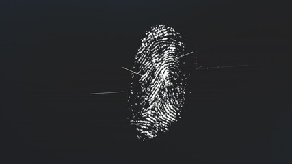 Wall Mural - digital fingerprint scan made up of millions of pixel particles. digital animation unique fingerprin