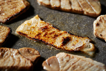 Canvas Print - Grilled tuna, grilled tuna on a stone plate