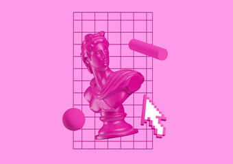 Wall Mural - vapor wave greek geometric shape style fururistic background fasion concept.
