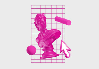 Wall Mural - vapor wave greek geometric shape style fururistic background fasion concept.