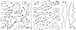 © Oksana_Skryp - Vector set of drawn arrows. Sketch doodle style. Arrows are curved and straight, with a solid line and dashed lines. Collection of pointers. Isolated on white background.