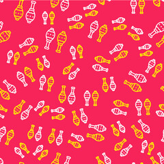 Line Maracas icon isolated seamless pattern on red background. Music maracas instrument mexico. Vector