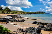 A Small Beach Cove In Kihei On The Island Of Maui