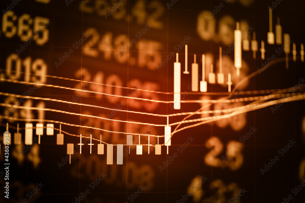 Candlestick chart in financial stock market on digital number ...