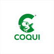 Coqui, frog, letter C, initial logo design