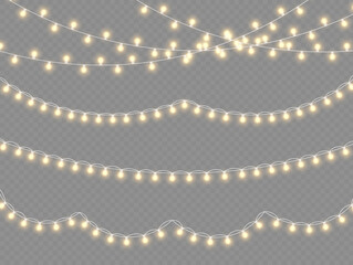 Wall Mural - glowing lights garland christmas, led neon lamp.