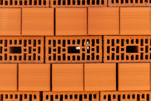 Pile Of Red Porous Bricks
