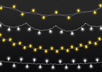 Wall Mural - glowing lights garland christmas, led neon lamp.