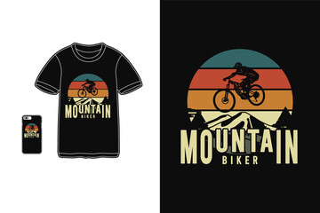 Wall Mural - Mountain biker,t-shirt merchandise silhouette mockup typography