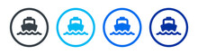 Ferry Boat Icons Set. Marine Transportation. Vector Illustration