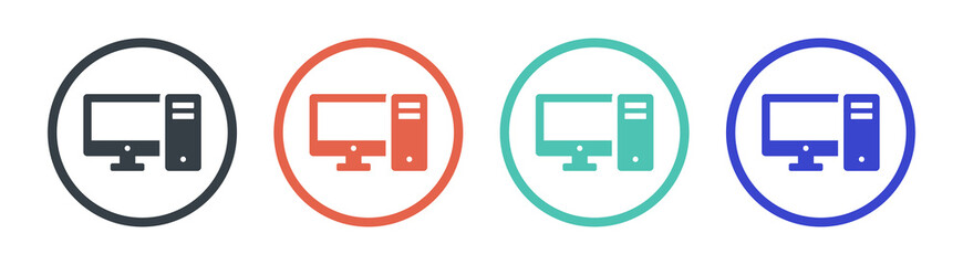 Aufkleber - Desktop computer icons set isolated on white.