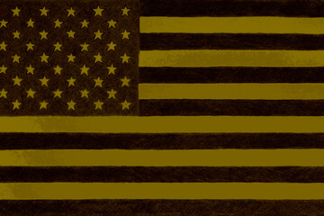 fragment of the us flag. dark olive tinted patriotic illustration. it looks like an army patch in kh