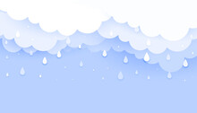 Cloud With Falling Rain Drops Papercur Style Background