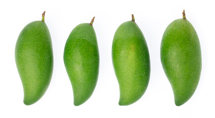 Canvas Print - green mango isolated on a white background.