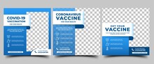 Medical Vaccination Social Media Post Template. Modern Square Banner With Place For The Photo. Usable For Social Media, Banners, Cover, And Websites.