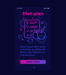 diet plan mobile banner with line icon