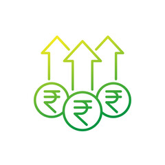 Wall Mural - income growth and money line icon with indian rupee