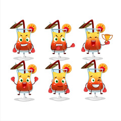 Sticker - A sporty tequila sunrise boxing athlete cartoon mascot design